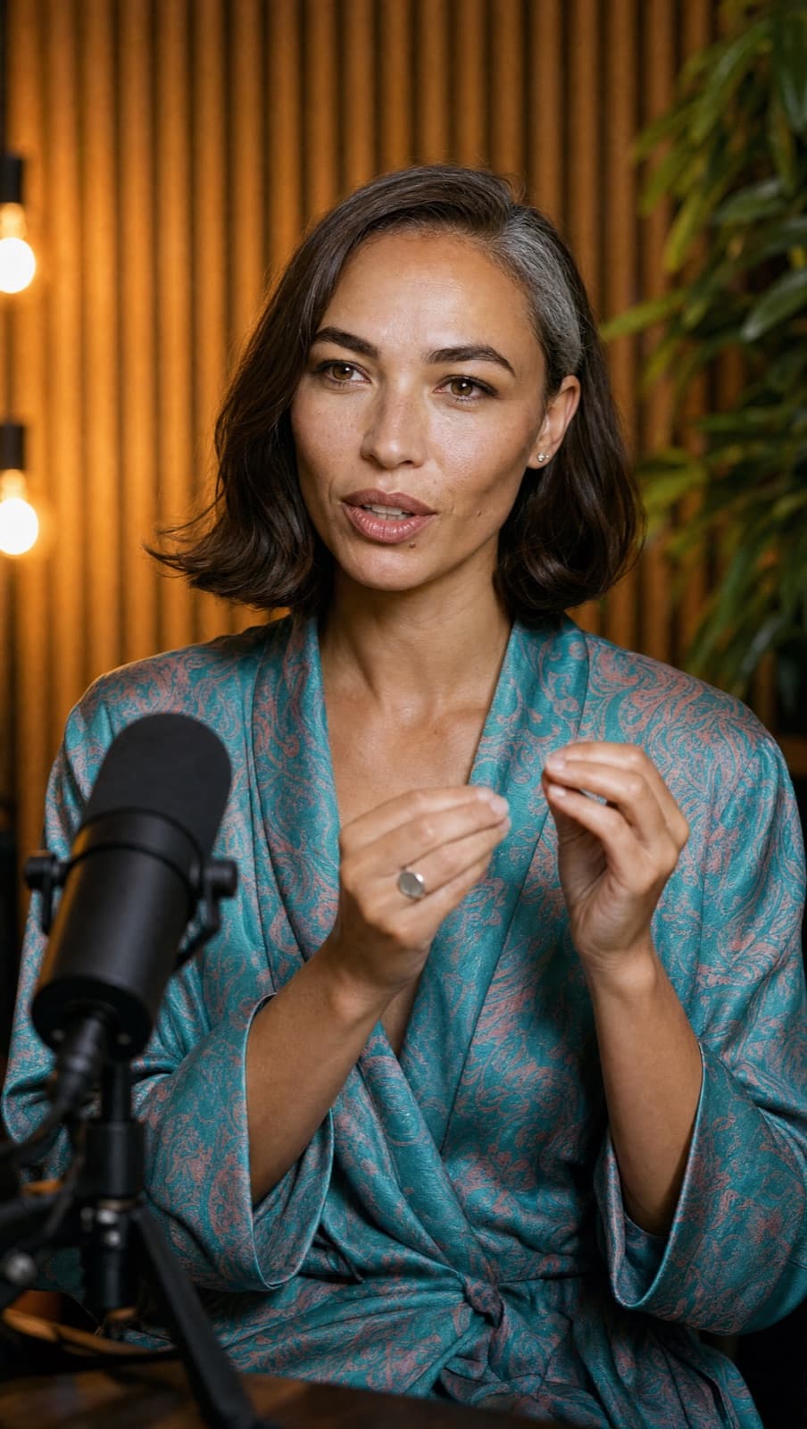 Klara w studiu podcastowym